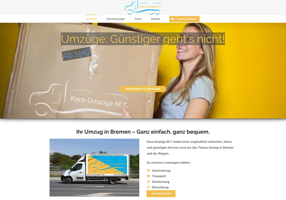 Kara Umzüge Website & Branding