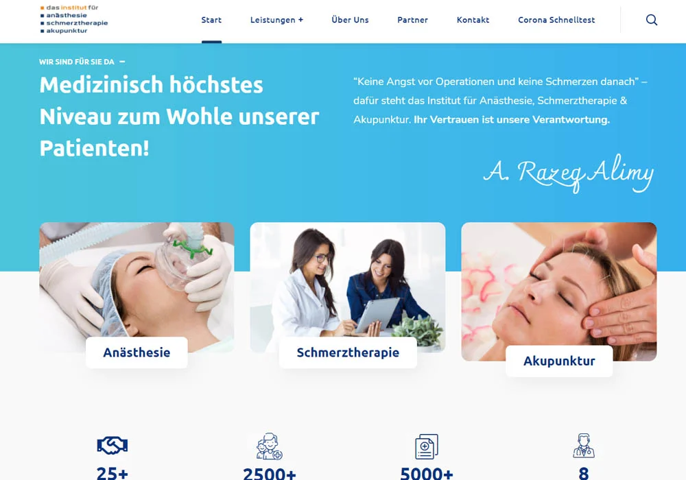 Institut für Anästhesie, Schmerztherapie und Akupunktur Website